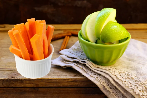 Crunchy fruits and veggies for natural teeth cleaning